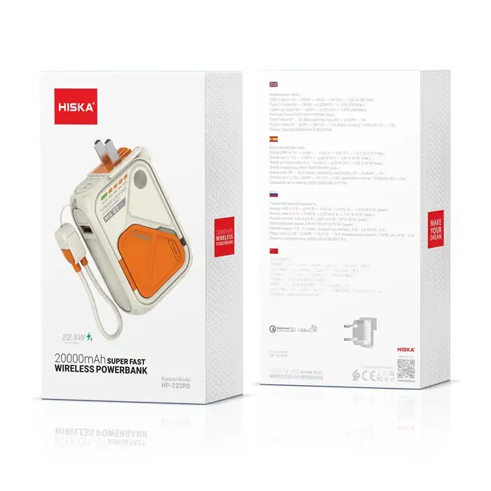 شارژر همراه هیسکا مدل HP-223PD Magsafe 22.5W ظرفیت 20000 میلی‌آمپر ساعت - 4140